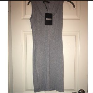 Brand new Gray cotton dress size M w/ neck tie